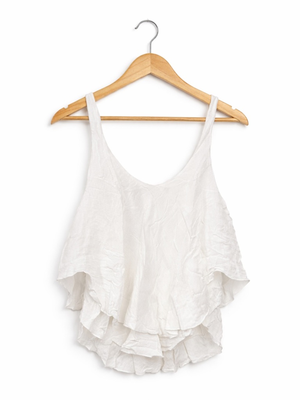 Intimately by Free People White Ruffled Layered Cropped Tank Top